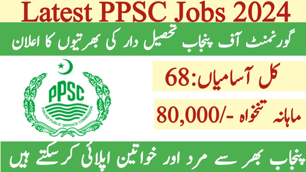 Tehsildar Jobs 2024 Through PPSC - Online Apply
