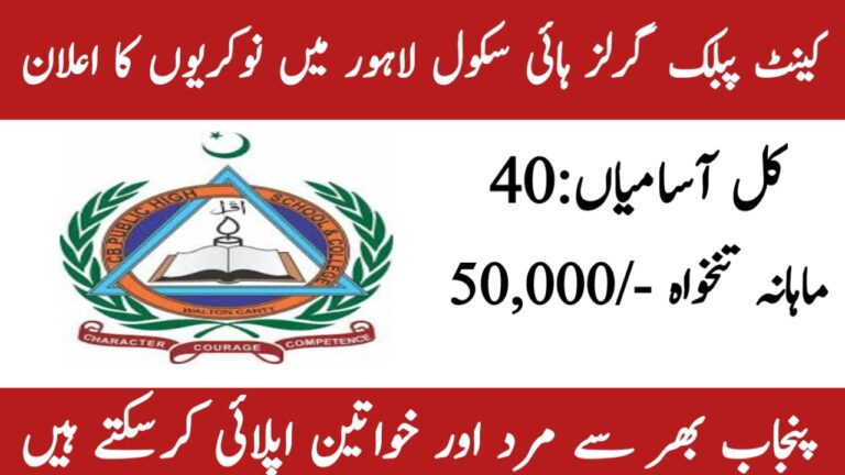 Cantt Public Girls High School Jobs 2024