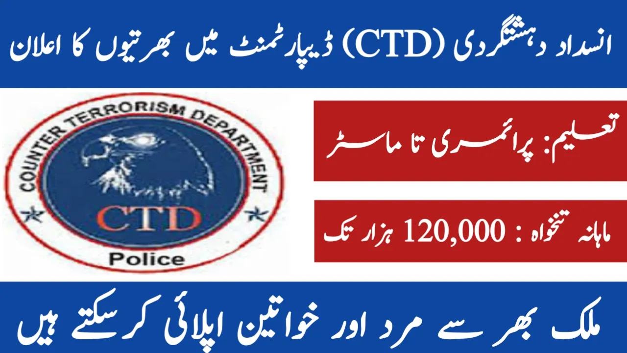 Counter Terrorism Department CTD Jobs 2024
