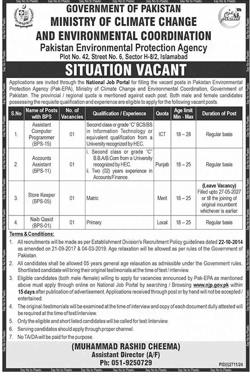 Ministry of Climate Change Department Jobs