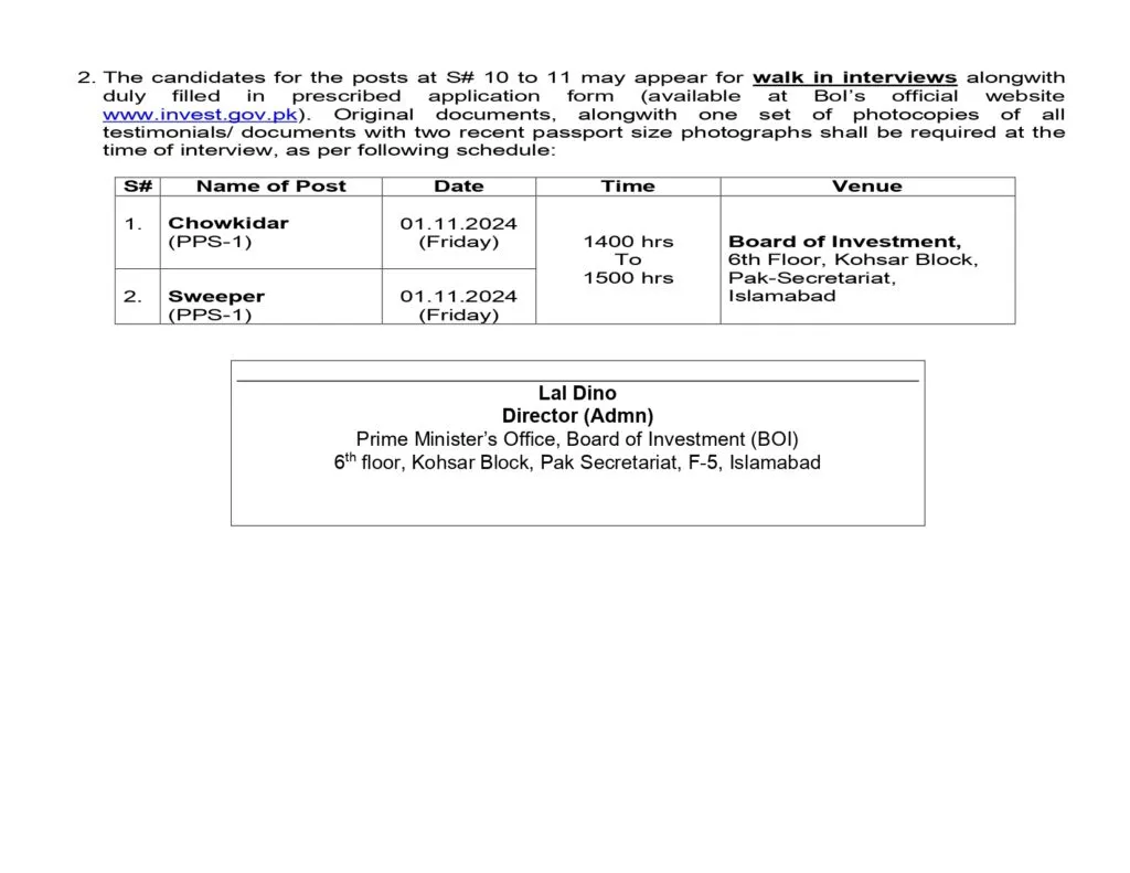 Prime Minister Office Jobs 2024