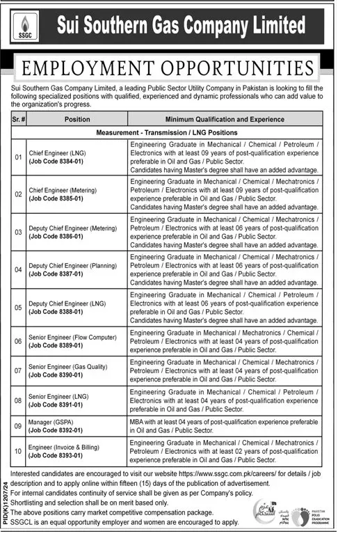 Sui Southern Gas Company Jobs 2024