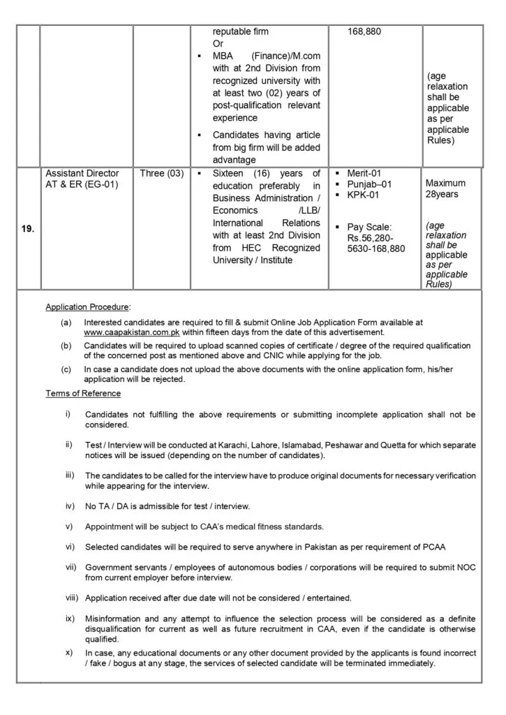 Pakistan Civil Aviation Authority Careers