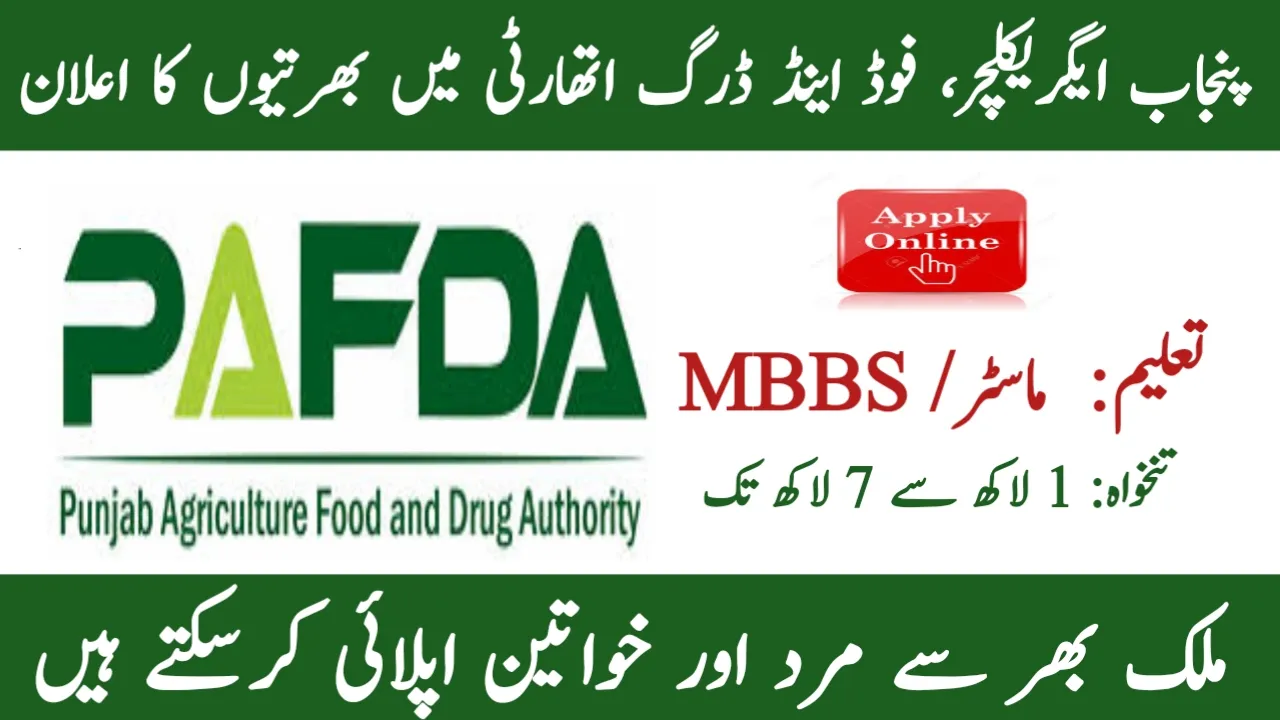 Punjab Agriculture, Food and Drug Authority PAFDA Jobs