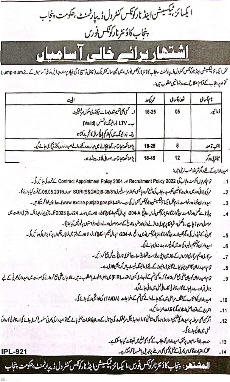 Narcotics Control Force Jobs 2025