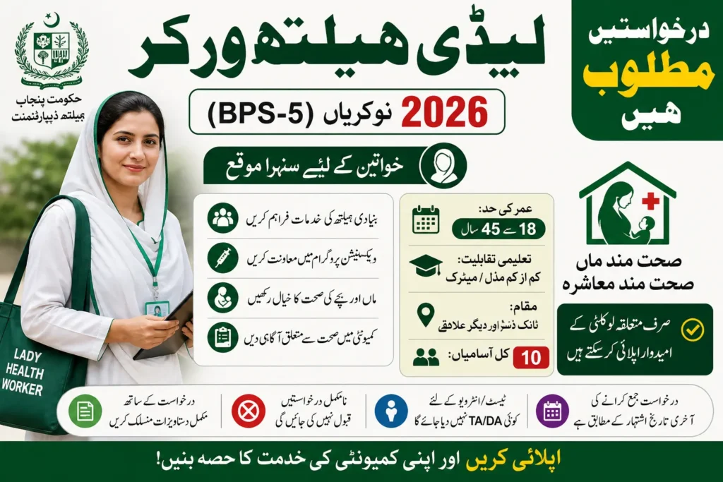 Lady Health Worker Jobs 2026 (BPS-5)
