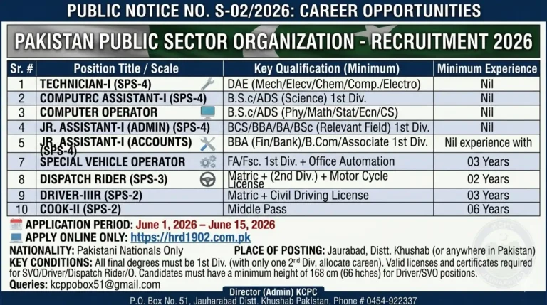 Public Sector Organization (PSO) New Jobs 2026