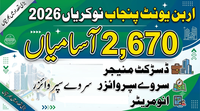 Urban Unit Punjab Jobs 2026 – 2,670 Vacancies for District Manager, Survey Supervisor & Enumerator