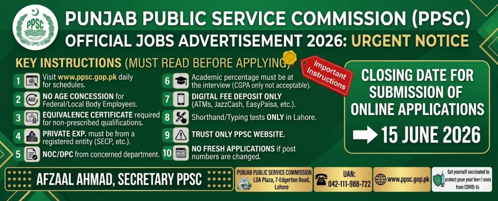 PPSC Jobs 2026 Advertisement