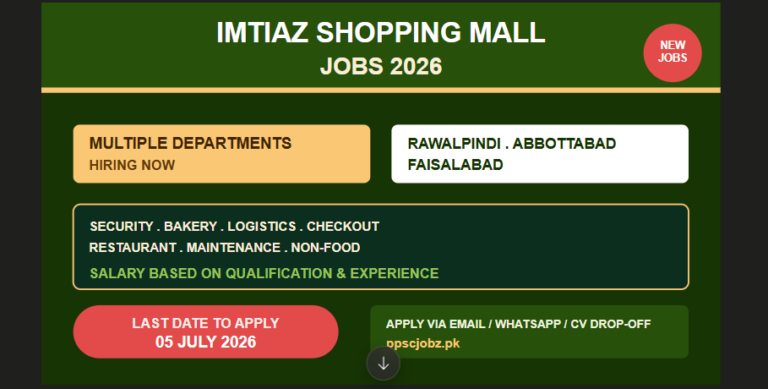 Imtiaz Shopping Mall Jobs 2026