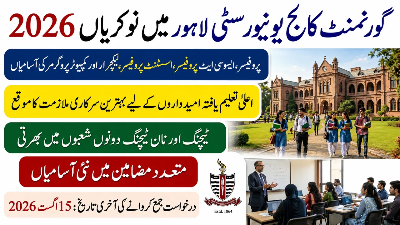 Government College University Lahore Jobs 2026