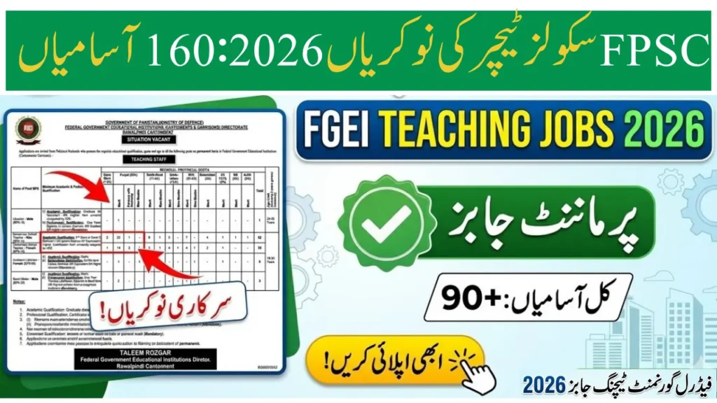 FPSC Schools Teacher Jobs 2026