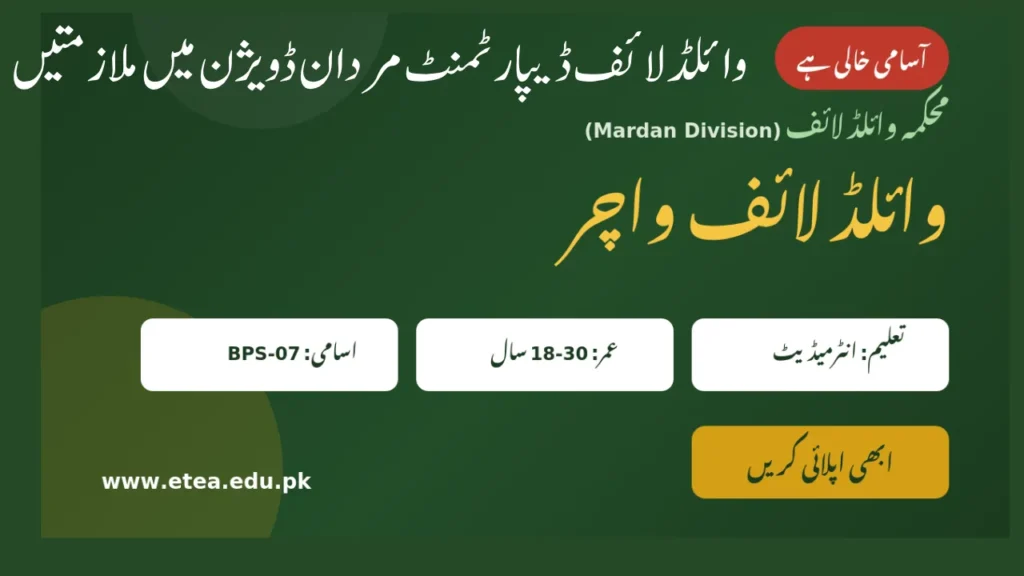 Wildlife Department Mardan Division Jobs 2026